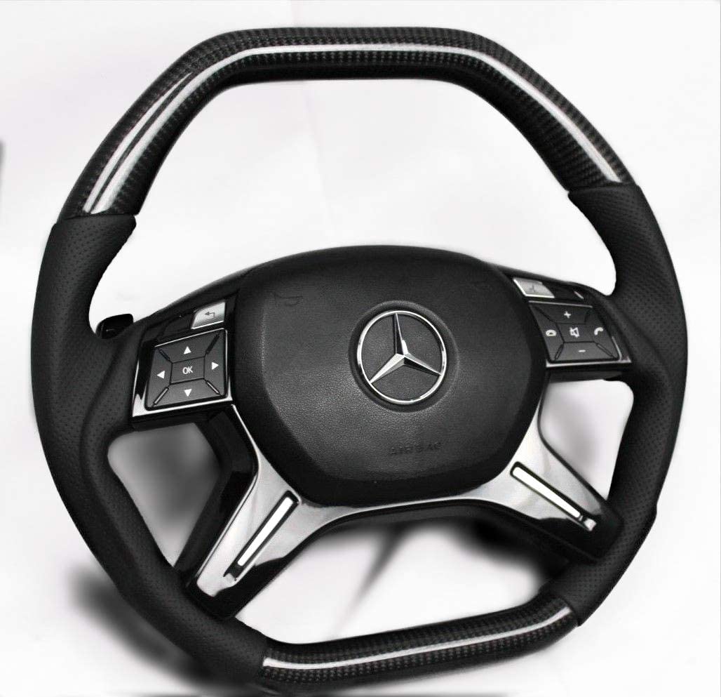 Steering Wheel Carbon Leather + Paddle shifts for Mercedes-Benz ML W166 GL GLS GLE W29 W463 W212 - Custom Class