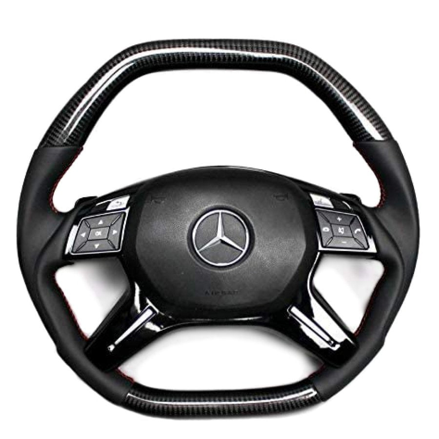 Steering Wheel Carbon Leather + Paddle shifts for Mercedes-Benz ML W166 GL GLS GLE W29 W463 W212 - Custom Class