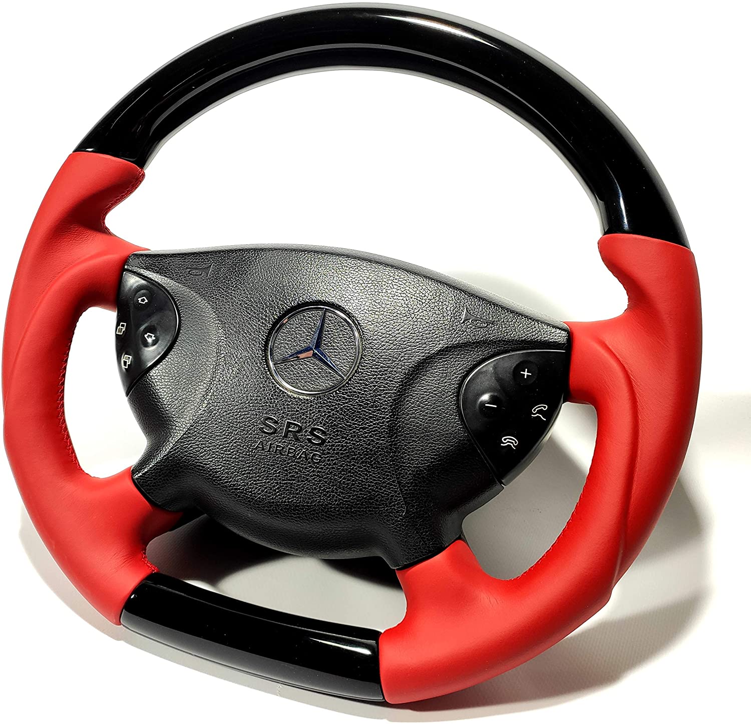 Steering Wheel Piano black Red Leather for Mercedes-Benz Mercedes G CLK E CLS SL Class W209 W211 W219 W463 - Custom Class