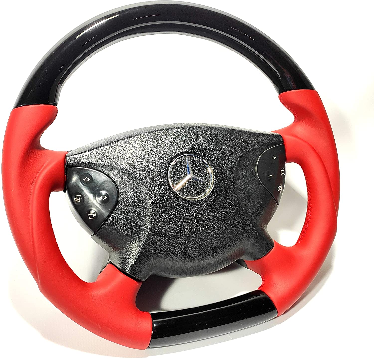 Steering Wheel Piano black Red Leather for Mercedes-Benz Mercedes G CLK E CLS SL Class W209 W211 W219 W463 - Custom Class