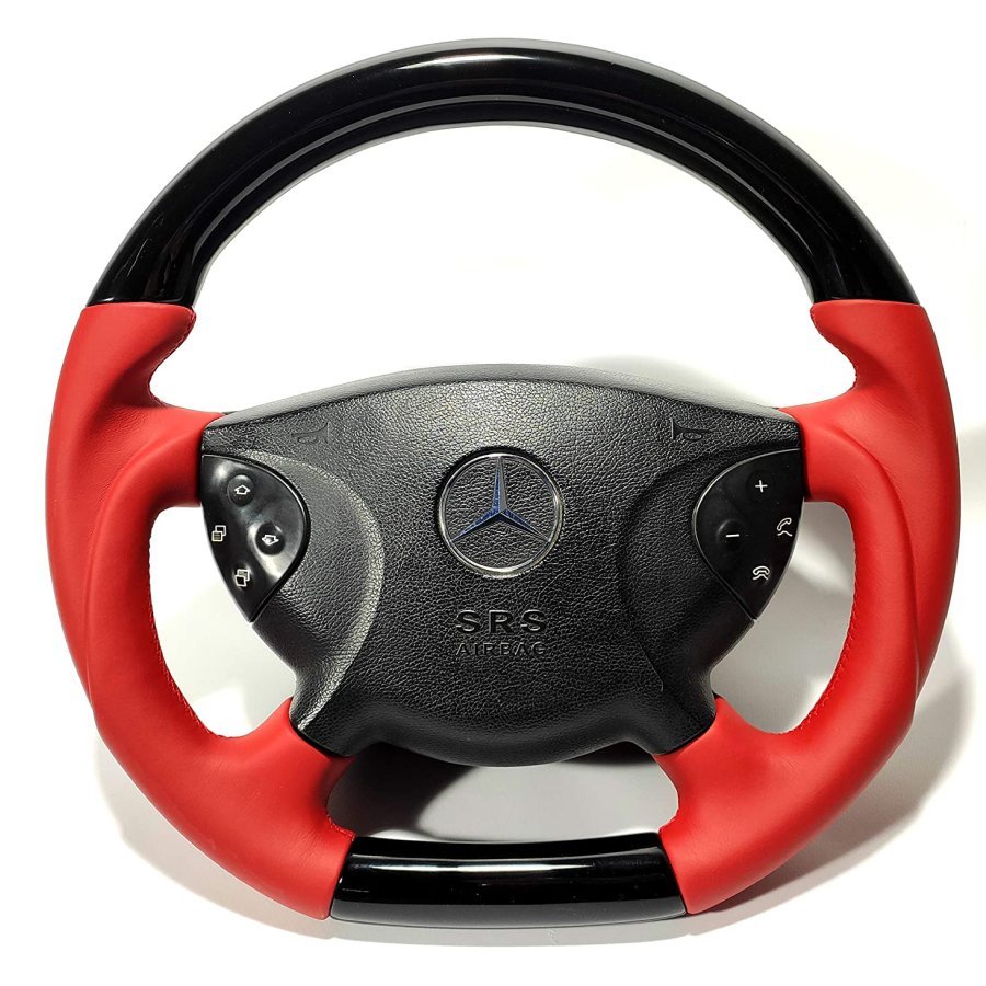 Steering Wheel Piano black Red Leather for Mercedes-Benz Mercedes G CLK E CLS SL Class W209 W211 W219 W463 - Custom Class
