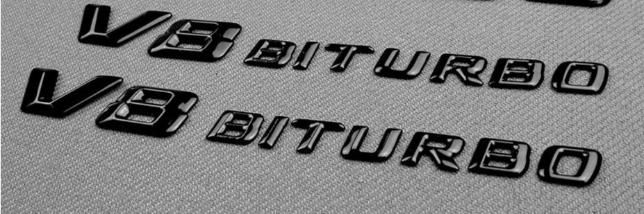V8 Biturbo style Metal Black Glossy Emblem 24pcs - Custom Class