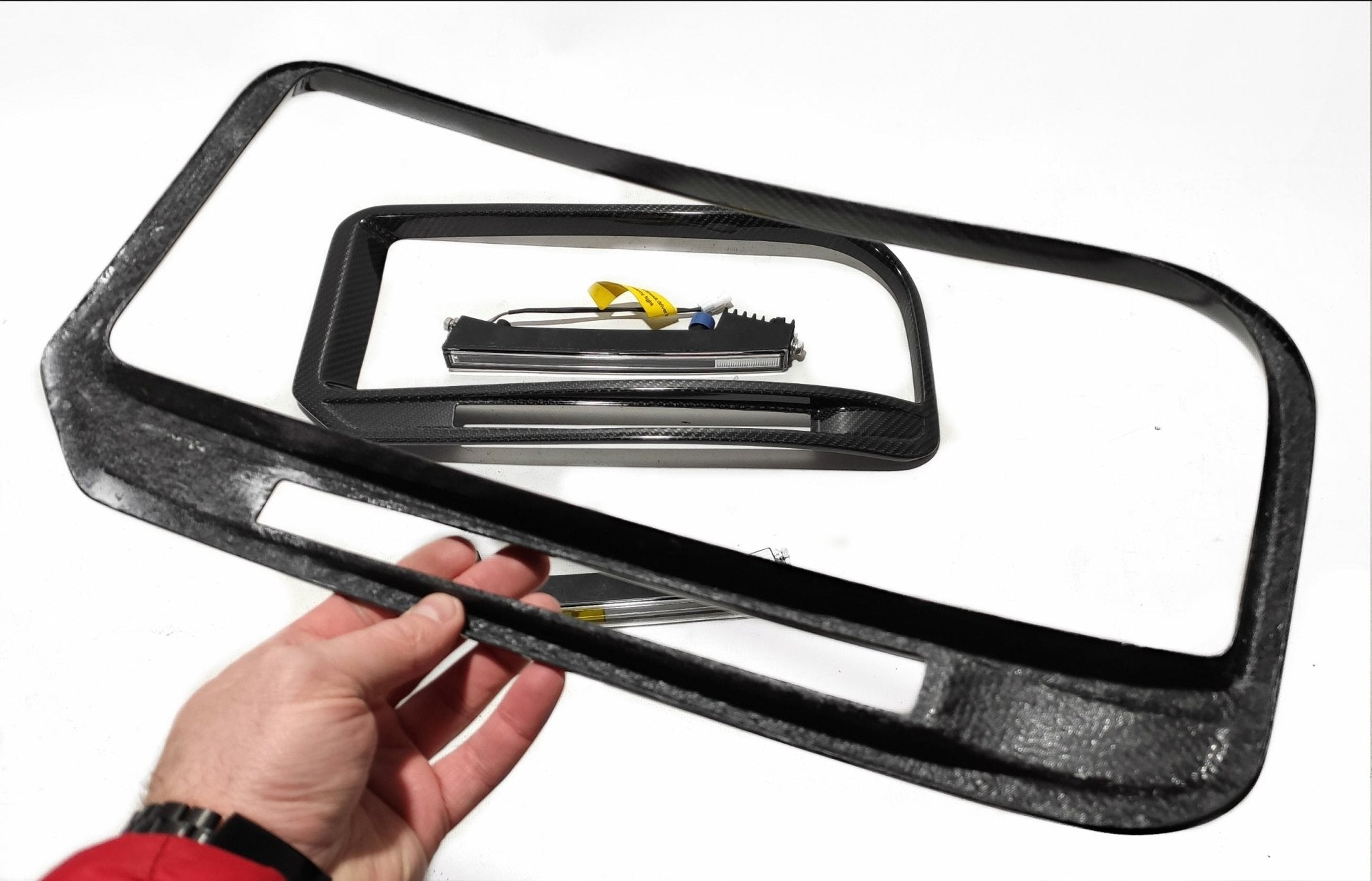 W463a W464 G900 G Wagon carbon fiber front bumper frames insertions with LED lights for Widestar Brabus - Custom Class
