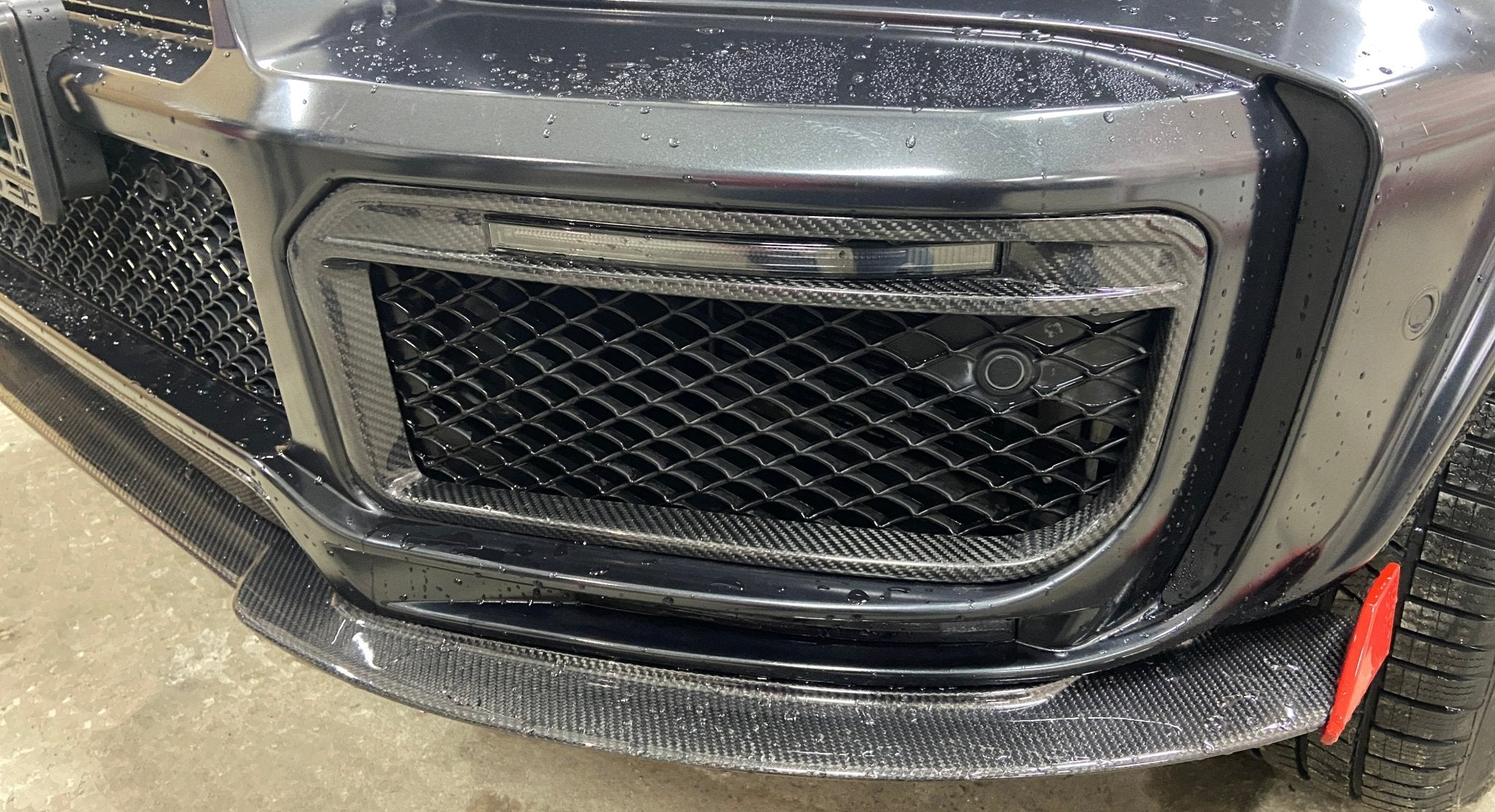 W463a W464 G900 G Wagon carbon fiber front bumper frames insertions with LED lights for Widestar Brabus - Custom Class