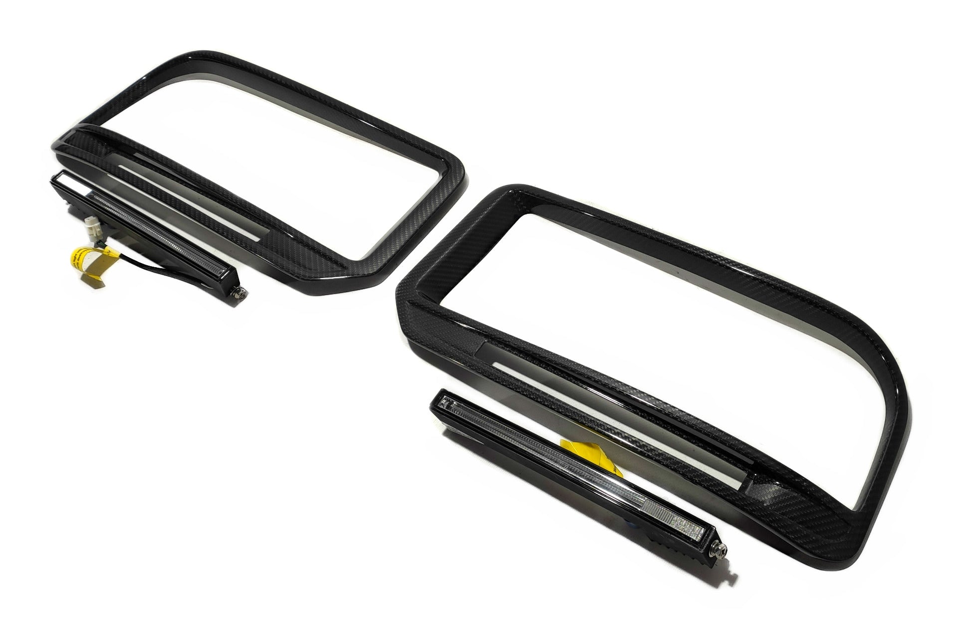 W463a W464 G900 G Wagon carbon fiber front bumper frames insertions with LED lights for Widestar Brabus - Custom Class